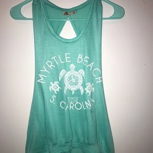 Blue Myrtle Beach tank with cut open back